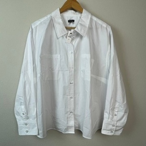 Talbots Button Down Shirt Women 2x White New Long Sleeve Cotton Blend Classic